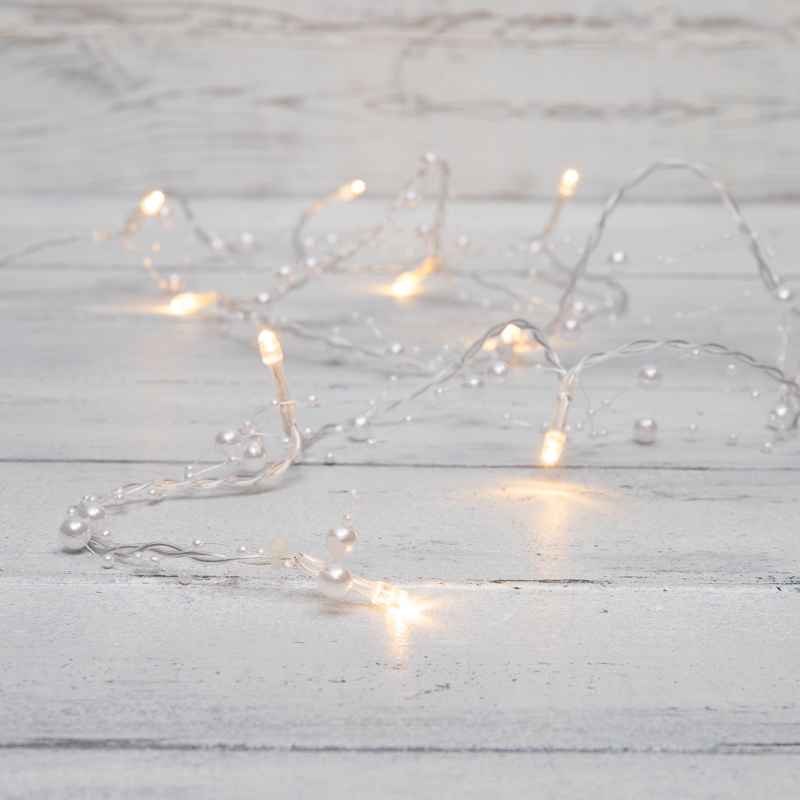 Гирлянда «Жемчужинки» 1,5 м, тепло-белый свет, 10 LED, провод прозрачный ПВХ, IP20